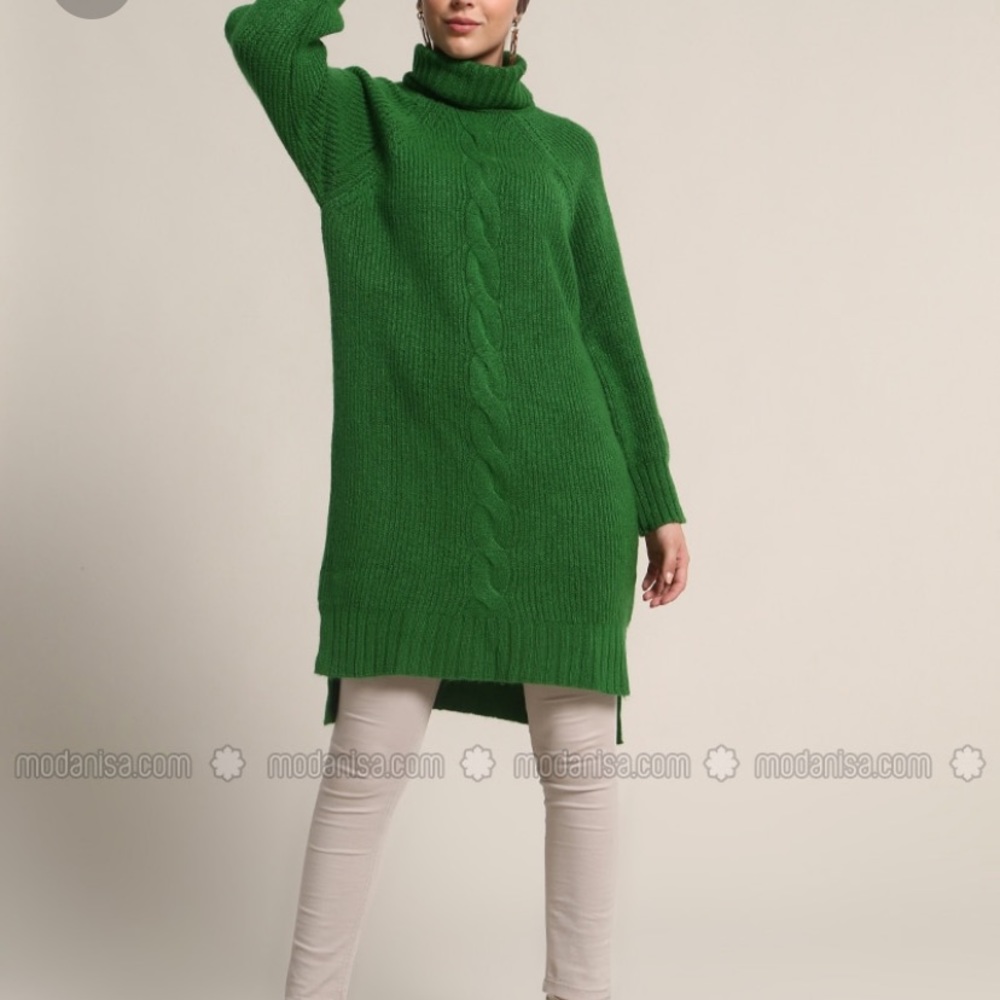 One Size Green Pullover Dress